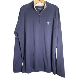 Harlestons Marion Pullover Long Sleeve Quarter-Zip Shirt Tailored Navy Blue XL